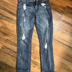 Distressed Blue Jeans